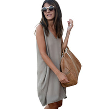 dress women high street v neck sleeveless casual dress high low hem asymmetric loose dresses femme J4U66