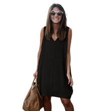 dress women high street v neck sleeveless casual dress high low hem asymmetric loose dresses femme J4U66