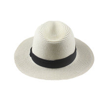 women straw hat floppy wide brim foldable sun hat beach holiday casual cap white beige brown J4U66