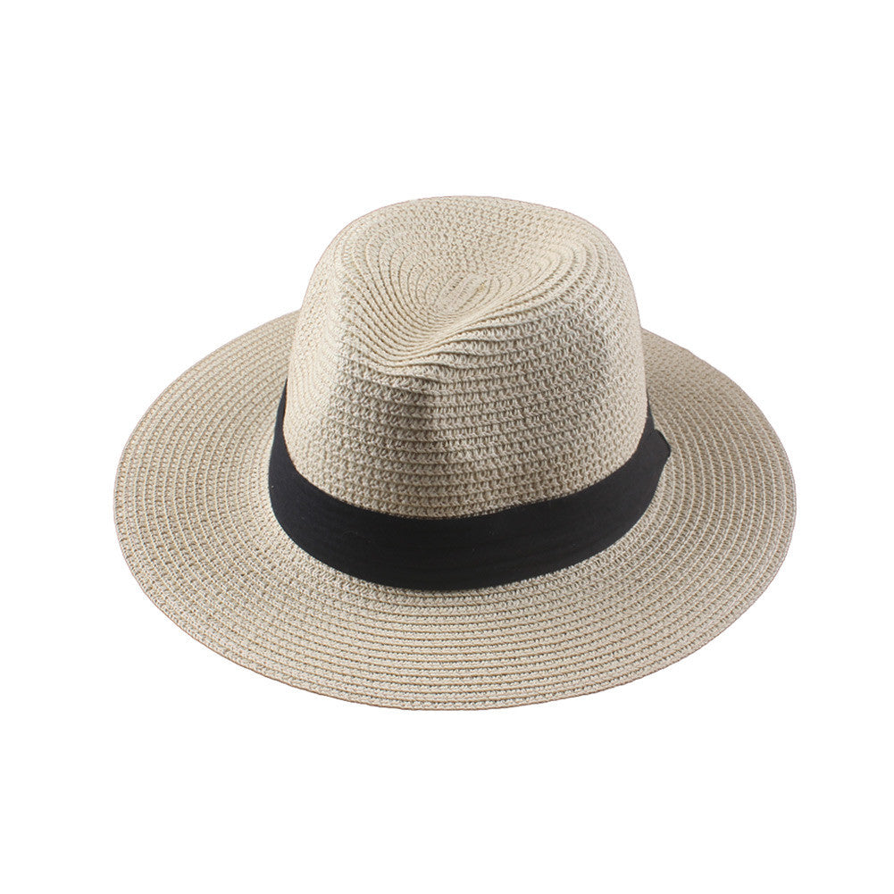 women straw hat floppy wide brim foldable sun hat beach holiday casual cap white beige brown J4U66