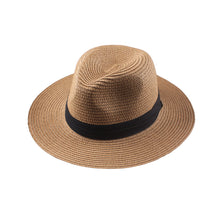 women straw hat floppy wide brim foldable sun hat beach holiday casual cap white beige brown J4U66