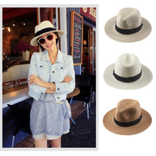 women straw hat floppy wide brim foldable sun hat beach holiday casual cap white beige brown J4U66