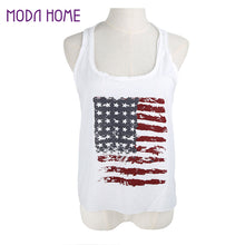 women tops women tank top o neck flag print sleeveless vest camisole white J4U66