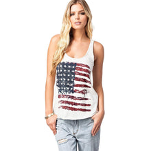 women tops women tank top o neck flag print sleeveless vest camisole white J4U66