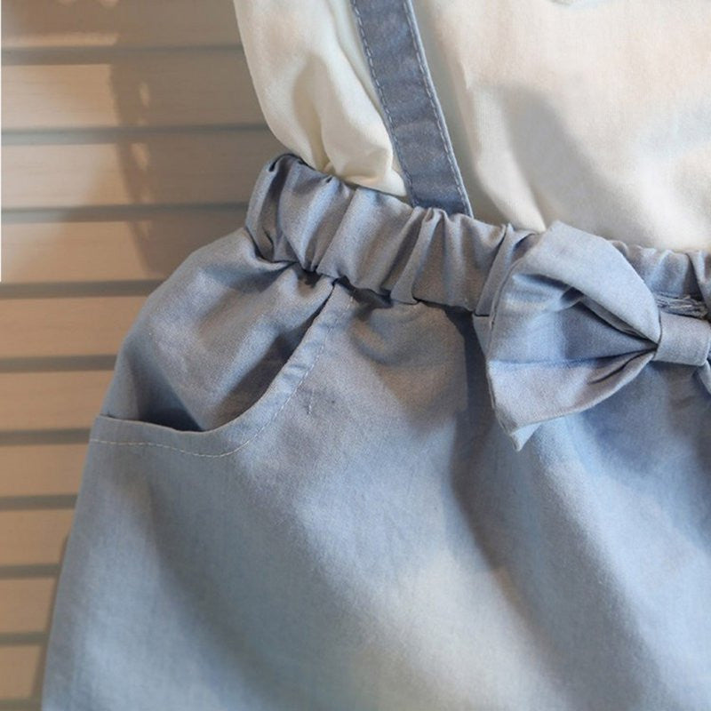 Girls Dresses Kids Bow toddler O-Neck Sleeveless Denim Dress Baby One-Piece Sundress 1-5 Years J4U66