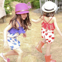 Girls Kid Harem Pants Short Trousers Chiffon Heart Pattern Jumpsuit 2-6Y J4U66