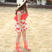 Girls Kid Harem Pants Short Trousers Chiffon Heart Pattern Jumpsuit 2-6Y J4U66