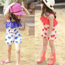 Girls Kid Harem Pants Short Trousers Chiffon Heart Pattern Jumpsuit 2-6Y J4U66