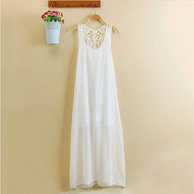 Long Dresses Back Hollow Elegant Beach Casual Solid White Chiffon Lace Dress L4 J4U66