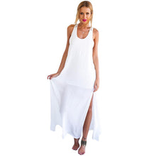 Long Dresses Back Hollow Elegant Beach Casual Solid White Chiffon Lace Dress L4 J4U66