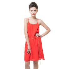 sexy women sleeveless dress scoop neck y back spaghetti strap waist chain party club mini loose beach dress J4U66
