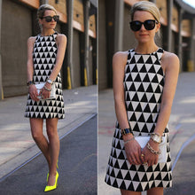 women sleeveless sexy dress geometric print party evening vintage dress plus size boho dress vestidos J4U66