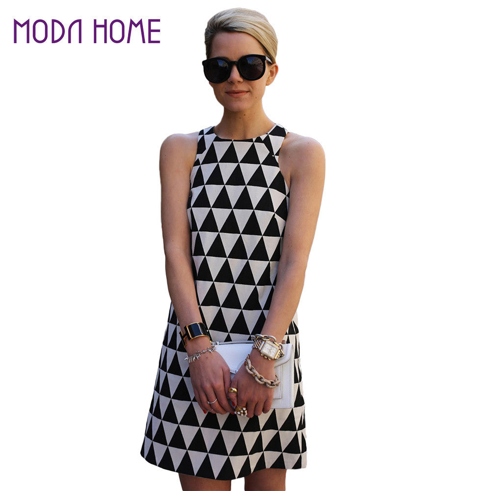 women sleeveless sexy dress geometric print party evening vintage dress plus size boho dress vestidos J4U66