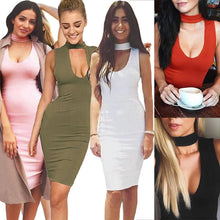 sexy women dress scoop neck sleeveless evening party dresses clubwear midi office dress vestidos J4U66