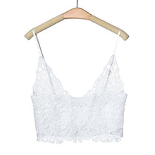 Sexy Women Lace Camisole Cropped Crochet Deep V Neck Bralet Spaghetti Strap Zip Back Tank Top Lace Crochet Bra Tank Top J4U66