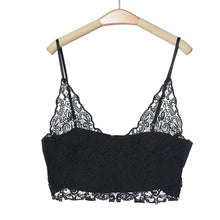 Sexy Women Lace Camisole Cropped Crochet Deep V Neck Bralet Spaghetti Strap Zip Back Tank Top Lace Crochet Bra Tank Top J4U66