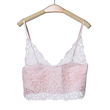 Sexy Women Lace Camisole Cropped Crochet Deep V Neck Bralet Spaghetti Strap Zip Back Tank Top Lace Crochet Bra Tank Top J4U66