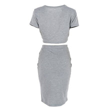Short Sleeve Top Women's Club Skirt Sexy Party Bodycon Vestidos Two Piece Outfits Midi Skirts L4 J4U66