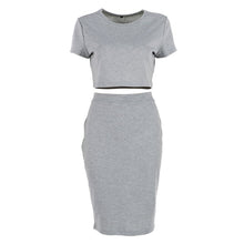 Short Sleeve Top Women's Club Skirt Sexy Party Bodycon Vestidos Two Piece Outfits Midi Skirts L4 J4U66