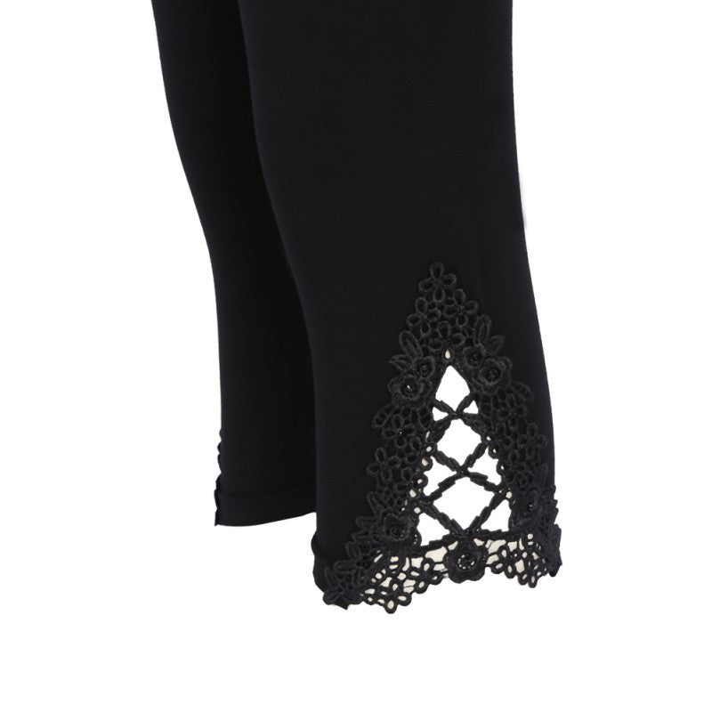 Girl Women Cotton Modal Leggings Elastic Hollow Lace Pants Cropped Capris Leggings 6 Colors J4U66
