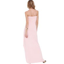 strapless women maxi long dress bandeau off shoulder draped asymmetric beach dress sexy prom gown party dress pink J4U66