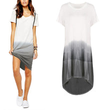Style Casual Print T shirt Vest Dress Plus Size Short Sleeve O-neck Loose Gradient Color Dovetail Dresses J4U66