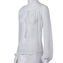 Women Casual Loose Tops Off Shoulder Shirts Round Neck Lace Crochet Chiffon Shirt Blouses Plus Size J4U66
