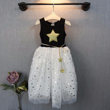 Style Children Kids Baby Girls One Piece Dresses Stars Sequins Tulle Bow Dress Tutu Dress J4U66