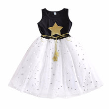 Style Children Kids Baby Girls One Piece Dresses Stars Sequins Tulle Bow Dress Tutu Dress J4U66