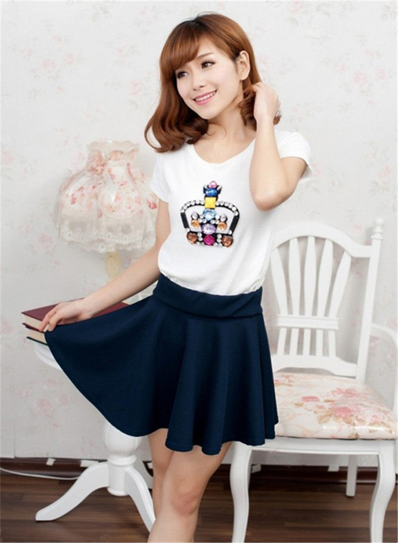 Style Korean version Skirts safty Candy Color mini skirt women's and high waist pleated short skirt  J4U66