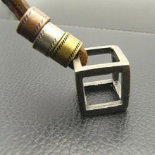 Style Men Jewelry Cube Necklaces & Pendants Cool Men Pendant Punk Genuine Leather Necklace J4U66