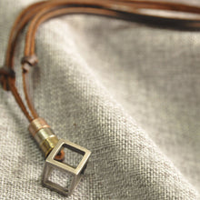 Style Men Jewelry Cube Necklaces & Pendants Cool Men Pendant Punk Genuine Leather Necklace J4U66