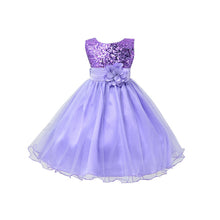 Style Sleeveless Kids Baby Girls Dresses Sequin Flower Back Bowknot Wedding Party Tutu Dress J4U66