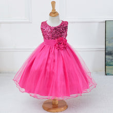 Style Sleeveless Kids Baby Girls Dresses Sequin Flower Back Bowknot Wedding Party Tutu Dress J4U66