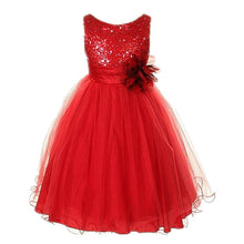 Style Sleeveless Kids Baby Girls Dresses Sequin Flower Back Bowknot Wedding Party Tutu Dress J4U66