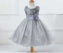 Style Sleeveless Kids Baby Girls Dresses Sequin Flower Back Bowknot Wedding Party Tutu Dress J4U66