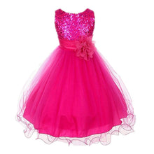 Style Sleeveless Kids Baby Girls Dresses Sequin Flower Back Bowknot Wedding Party Tutu Dress J4U66