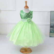 Style Sleeveless Kids Baby Girls Dresses Sequin Flower Back Bowknot Wedding Party Tutu Dress J4U66