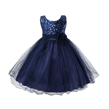 Style Sleeveless Kids Baby Girls Dresses Sequin Flower Back Bowknot Wedding Party Tutu Dress J4U66