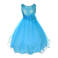 Style Sleeveless Kids Baby Girls Dresses Sequin Flower Back Bowknot Wedding Party Tutu Dress J4U66
