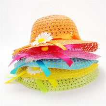 Style Sun Hat Girls Kids Straw Cap Beach Hats Bag Flower Tote Handbag Bags Suit J4U66