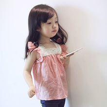 Toddler Kids Girls Casual Lace Splicing Shirt Cotton Soft Blouse Tops 2-6 Year J4U66