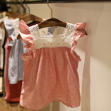Toddler Kids Girls Casual Lace Splicing Shirt Cotton Soft Blouse Tops 2-6 Year J4U66