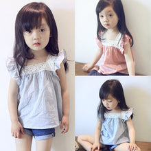 Toddler Kids Girls Casual Lace Splicing Shirt Cotton Soft Blouse Tops 2-6 Year J4U66