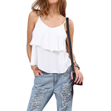 woman shirt sleeveless spaghetti strap sexy chiffon women blouses ruffles tops plus size camisetas mujer xxl J4U66