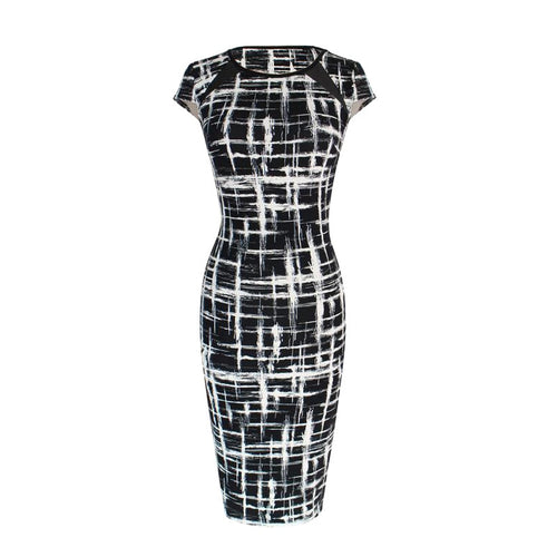 Bodycon Dress Short Sleeve Knee Length Dress OL Formal Work Short Dresses J4U66