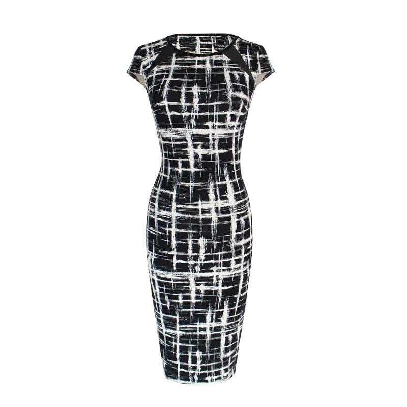 Bodycon Dress Short Sleeve Knee Length Dress OL Formal Work Short Dresses J4U66