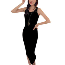 Women Boho Beach Sleeveless Bottoming Bodycon Dresses Long Cotton Vest Dress Vestidos J4U66