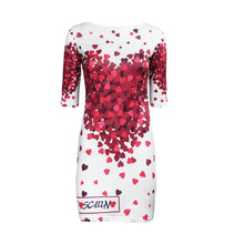 women dress red heart print party casual dresses half sleeve o neck mini dress vestidos plus size J4U66