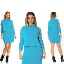 Women Dresses Big Size Plus Size Women Clothing 2 Piece Set Dress Casual Mini Bodycon Dress J4U66